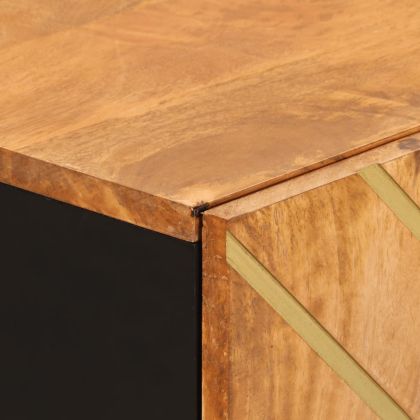 Странични шкафове 3 бр кафяво и черно 60x33,5x75 см манго масив