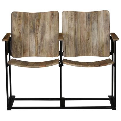 2-местна пейка, мангово дърво масив и стомана