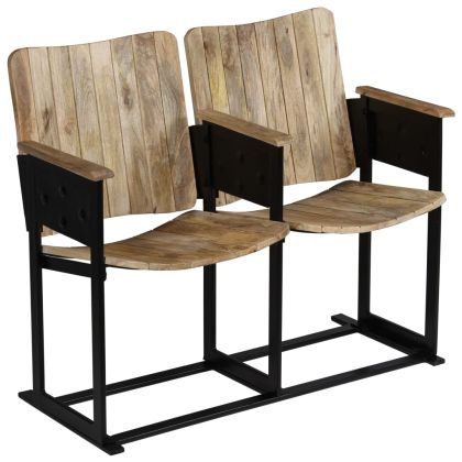 2-местна пейка, мангово дърво масив и стомана