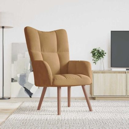 Релакс стол, кафяв, кадифе