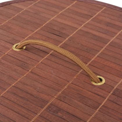 Бамбуков кош за пране, кръгъл, кафяв