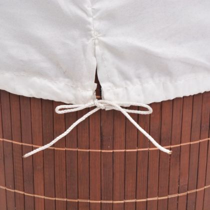 Бамбуков кош за пране, кръгъл, кафяв