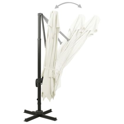 Градински чадър с конзола и двоен плот, 300x300 см, пясъчен