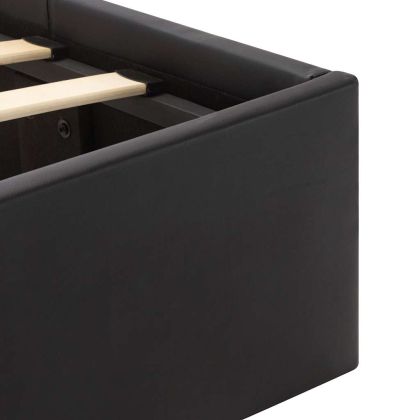 Легло с повдигащ механизъм и LED черно еко кожа 180x200 cм