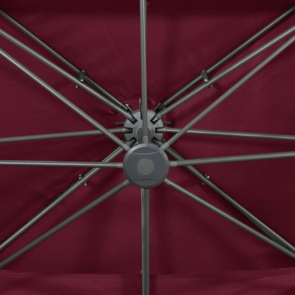 Градински чадър с конзола и двоен плот, бордо червен, 400x300 см