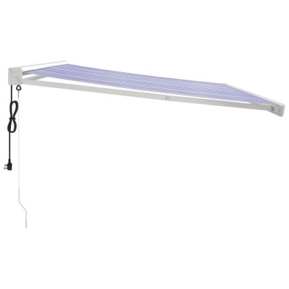 Прибираща се тента синьо и бяло 4x3 м плат и алуминий