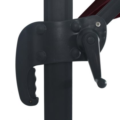 Конзолен градински чадър, с LED светлини, бордо, 400x300 см