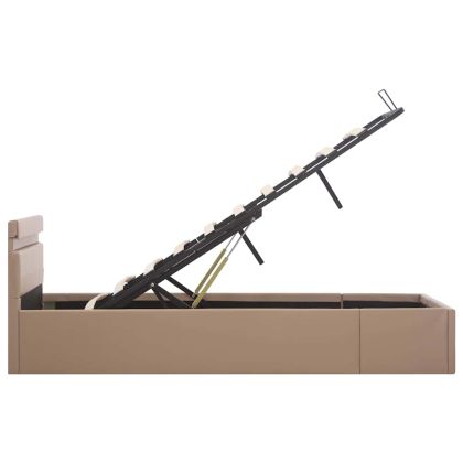 Хидравлично легло с LED капучино изкуствена кожа 180x200 cм