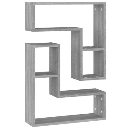 Стенни рафтове 2 бр сив сонома 50x15x50 см инженерно дърво