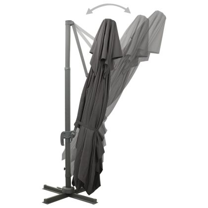 Градински чадър с конзола и двоен плот, антрацит, 400x300 см