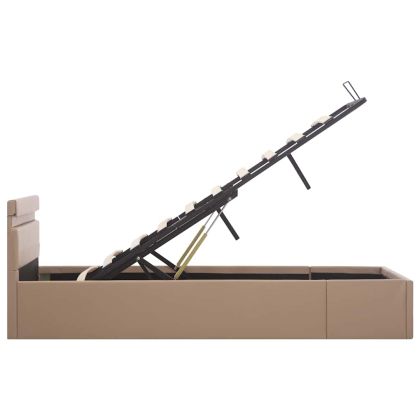 Хидравлично легло с LED капучино изкуствена кожа 160x200 cм