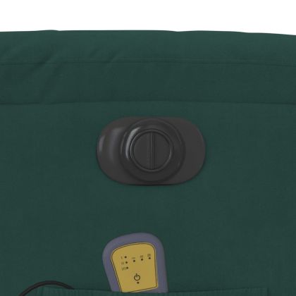 Електрически масажен реклайнер стол, тъмнозелен, кадифе