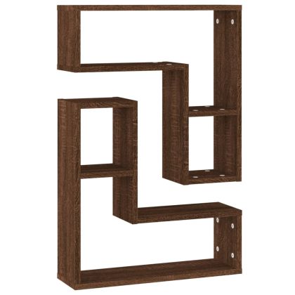 Стенни рафтове, 2 бр, кафяв дъб, 50x15x50 см, инженерно дърво