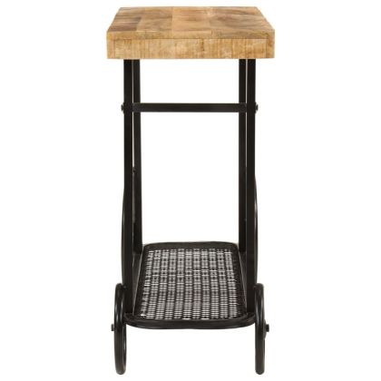 Конзолна маса, 112x36x76 cм, мангово дърво масив и желязо