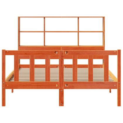 Легло с етажерка за книги, без матрак, 120x190 см, бор масив