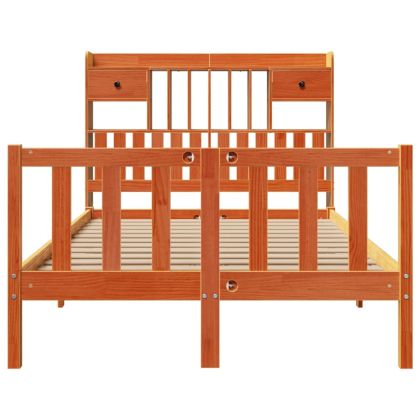 Легло с етажерка за книги, без матрак, 135x190 см, бор масив