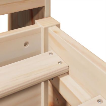 Легло с етажерка за книги, без матрак, 135x190 см, бор масив