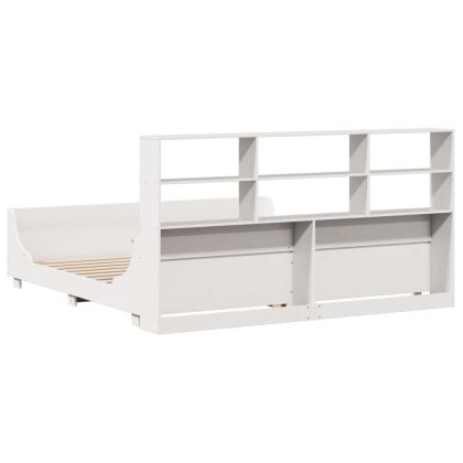 Легло с етажерка за книги, без матрак, 180x200 см, дърво масив