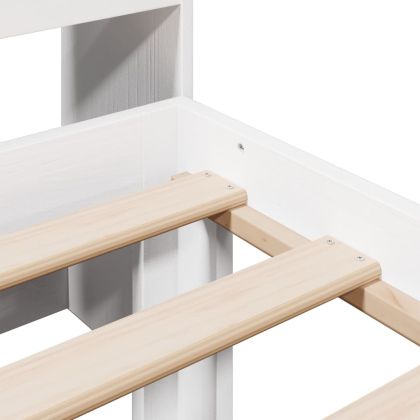 Легло с рафтове за книги, без матрак, бял, 90x190 см, бор масив