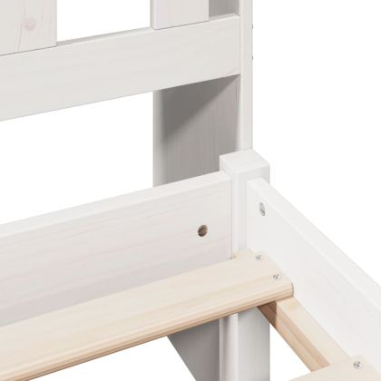 Легло с рафтове за книги, без матрак, бял, 75x190 см, бор масив