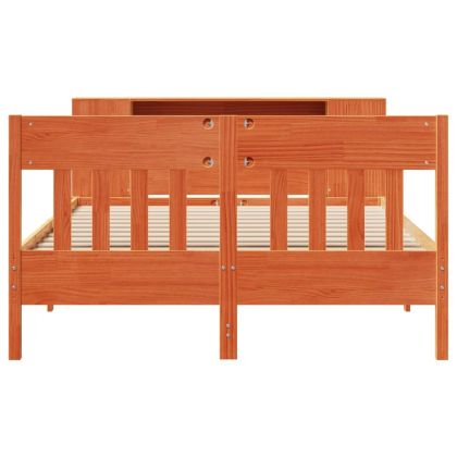 Легло с етажерка за книги, без матрак, 160x200 см, бор масив