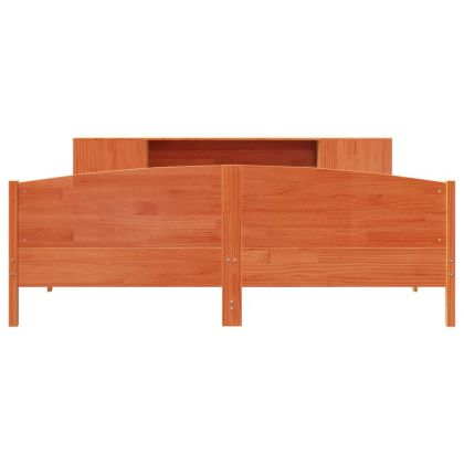 Легло с етажерка за книги, без матрак, 200x200 см, бор масив