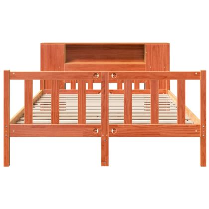 Легло с етажерка за книги, без матрак, 160x200 см, дърво масив