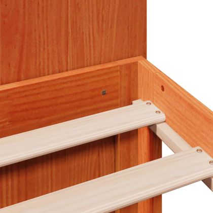 Легло с етажерка за книги, без матрак, 140x190 см, бор масив