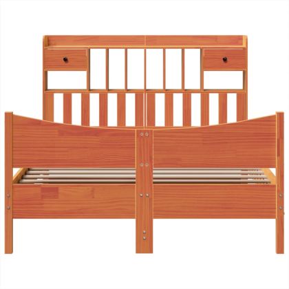 Рамка за легло без матрак, восъчнокафяв, 140x200 см, бор масив