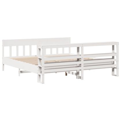 Рамка за легло без матрак, бял, 200x200 см, бор масив