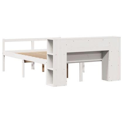 Легло с етажерка за книги, без матрак, 150x200 см, бор масив