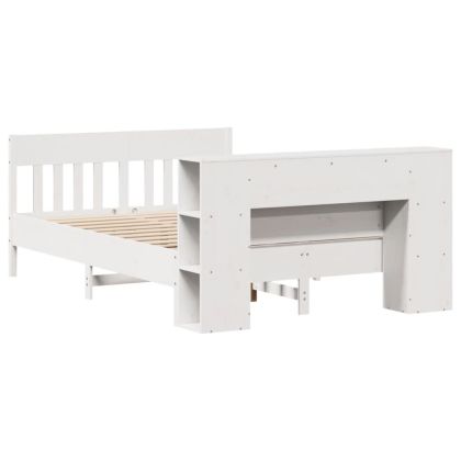 Легло с етажерка за книги, без матрак, 150x200 см, бор масив