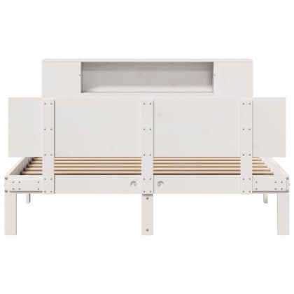 Легло с етажерка за книги, без матрак, 150x200 см, бор масив