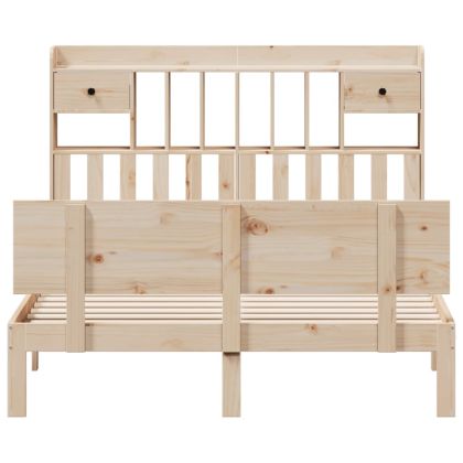 Легло с етажерка за книги, без матрак, 160x200 см, бор масив