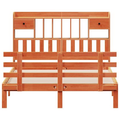 Легло с етажерка за книги, без матрак, 150x200 см, бор масив