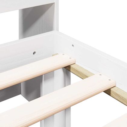 Легло с рафтове за книги, без матрак, бял, 90x190 см, бор масив