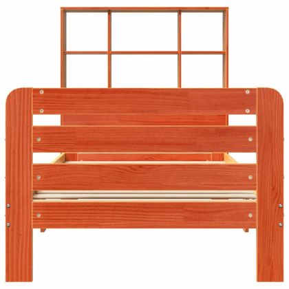 Рамка за легло без матрак, восъчнокафяв, 75x190 см, бор масив