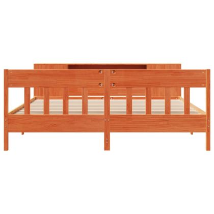 Легло с етажерка за книги, без матрак, 180x200 см, бор масив