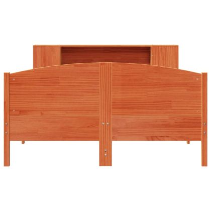 Легло с етажерка за книги, без матрак, 120x190 см, бор масив