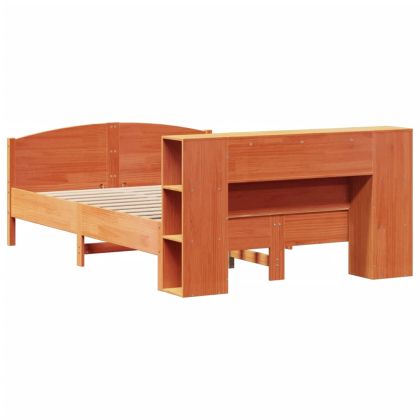 Легло с етажерка за книги, без матрак, 120x190 см, бор масив