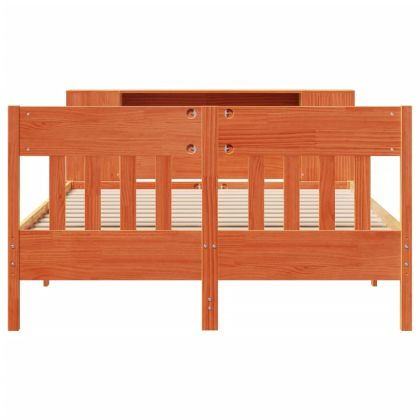 Легло с етажерка за книги, без матрак, 120x190 см, бор масив