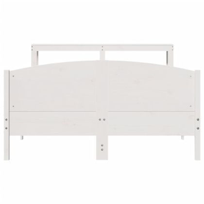 Рамка за легло без матрак, бял, 135x190 см, бор масив
