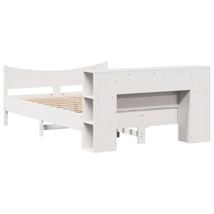 Рамка за легло без матрак, бял, 150x200 см, бор масив