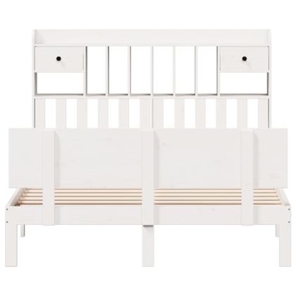 Легло с етажерка за книги, без матрак, 140x200 см, бор масив