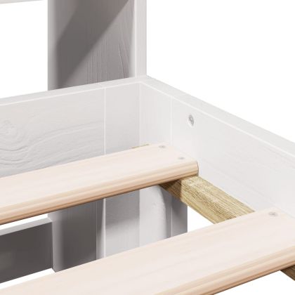 Легло с етажерка за книги, без матрак, 140x200 см, бор масив