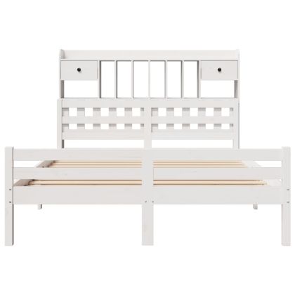 Легло с етажерка за книги, без матрак, 150x200 см, бор масив