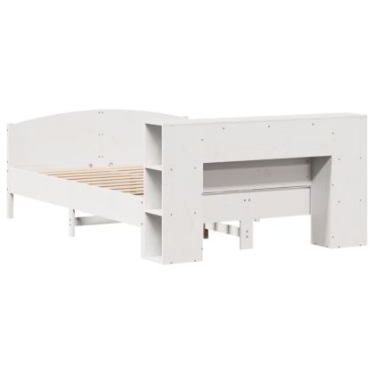 Легло с етажерка за книги, без матрак, 150x200 см, бор масив