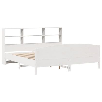 Легло с етажерка за книги, без матрак, 180x200 см, бор масив