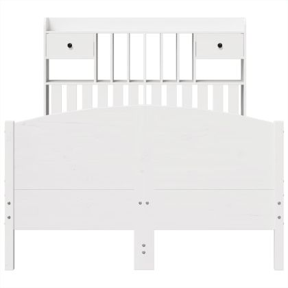 Легло с етажерка за книги, без матрак, 135x190 см, бор масив