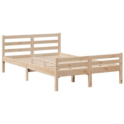 Легло с етажерка за книги, без матрак, 135x190 см, бор масив